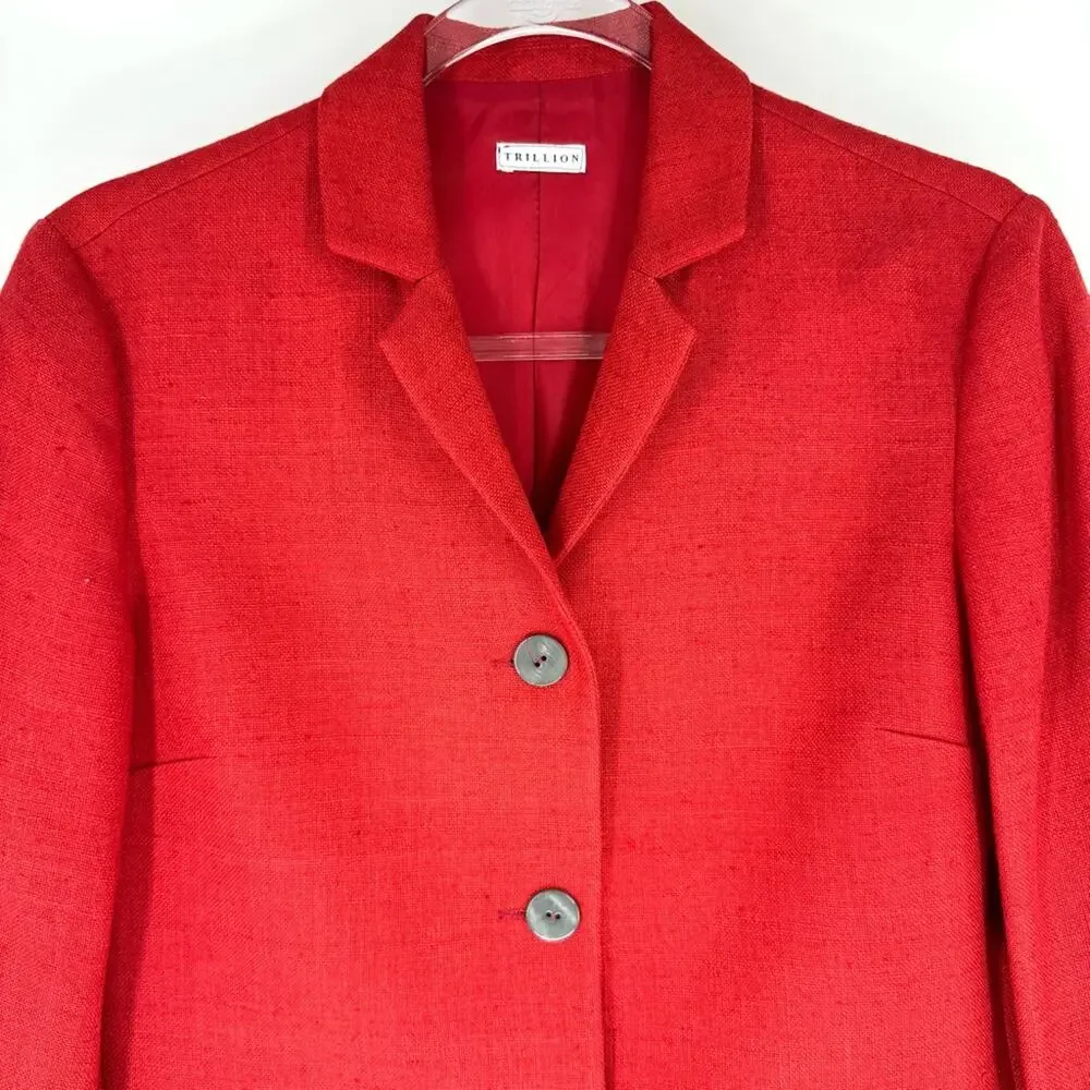 Trillion Vibrant Red Women's‎ Silk Blazer